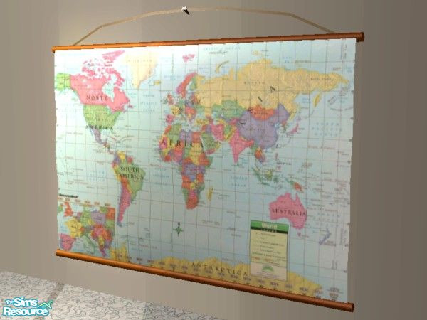Sims 2 — Get Schooled - World Map by EarthGoddess54 — Part of the Get Schooled classroom set. This is a new mesh file,