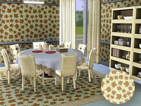 Sims 3 — marcorse_maple flight pattern by marcorse — A host of floating maple leaves in a repeat, allover pattern in