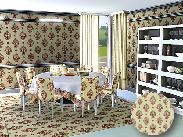 Sims 3 — marcorse_lacy tree pattern by marcorse — A pretty, lacy tree in pink and red on a cream background in this