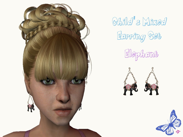 Sims 2 — Child\'s Mixed Earring Set - Elephant by sinful_aussie — Cute elephant earrings for little girls.