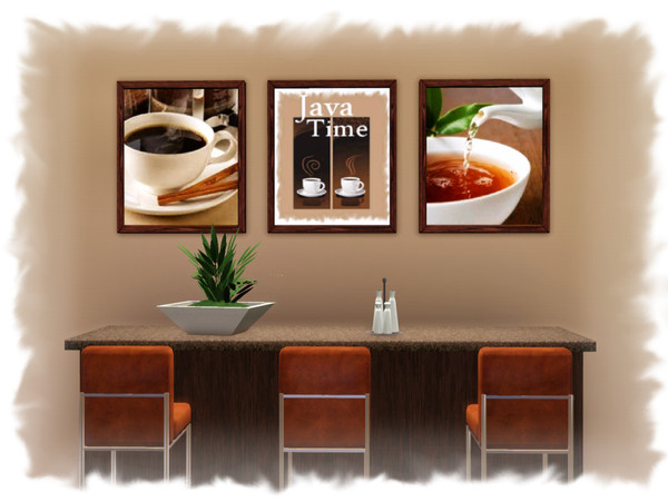 Sims 3 — Java Time by chemy — Three pictures in one file. Java pictures are great for the kitchen, restaurant, office or