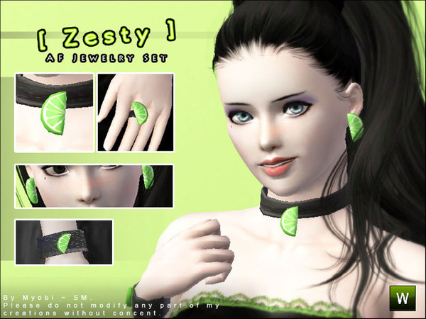 Sims 3 — [ Zesty ] - AF Jewelry Set by Screaming_Mustard — A beautifully cute and fun jewellery set featuring zesty