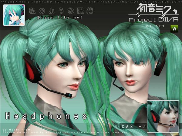 Sims 3 — [ Project Diva ] - Headphones by Screaming_Mustard — Now your Simmies can finally dress up as their favourite