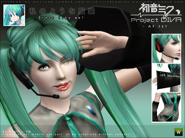 Sims 3 — [ Project Diva ] - AF Set by Screaming_Mustard — Now your Simmies can finally dress up as their favourite
