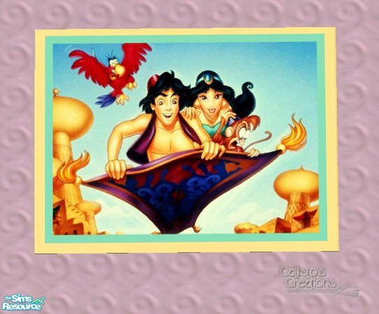 Sims 2 — Calli\'s Jasmine Rug by Callisto149 — A beautiful rug featuring Aladdin, Jasmine, Aboo, and Iago on carpet.