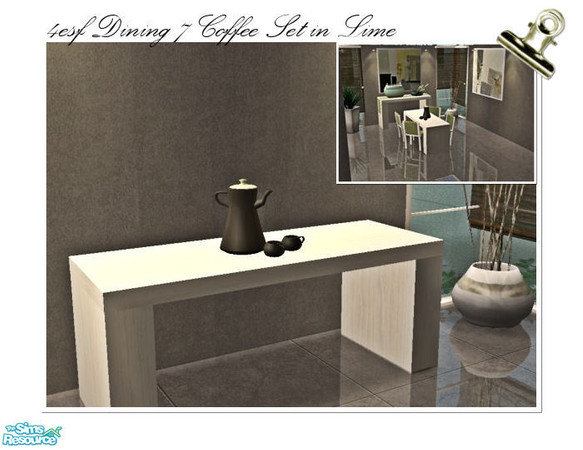 Sims 2 — 4ESF Dining 7 in Vanilla & Lime - Coffee Set by ~Monica~ — Enjoy ;)