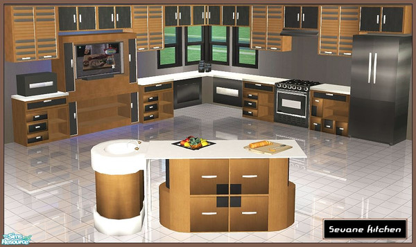 Sims 2 — Sevane Kitchen by SaeraMaples — Modern and a little abstract, this kitchen will be a sure hit with your aspiring