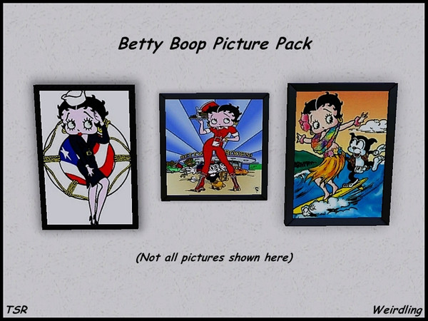 Sims 3 — Betty Boop Picture Pack by weirdling2 — While building a house that was based off of my own house plans, I