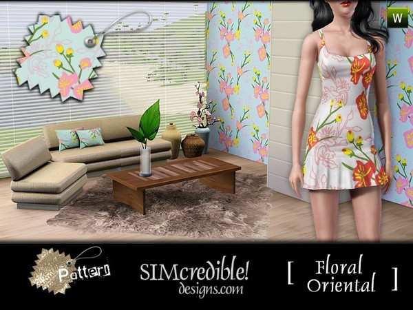 Sims 3 — Floral Oriental Pattern by SIMcredible! — by SIMcredibledesigns.com