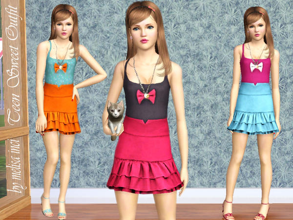 Sims 3 — Teen Sweet Outfit by melisa_inci — Teen Sweet Outfit by melisa inci Everyday-Formal Teen 3 Recolorable Part