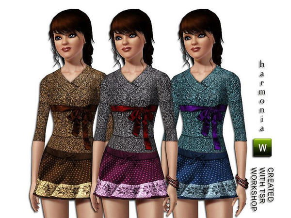 Sims 3 — Harmonia Set 018 by Harmonia — Top ~ Bottom knit set