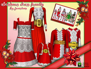 Sims 3 — set christmas family dresses by jomsims — 5 lace dresses to the old. 2 dresses child. Dress a toddler. Dress a