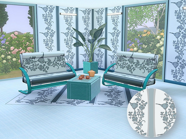 Sims 3 — marcorse_partridge in a pear tree pattern by marcorse — A stylised bird and tree design in a vertically striped