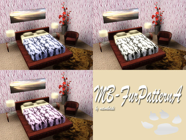 Sims 3 — MB-FurPatternA by matomibotaki — Fur pattern in dark brown and white, 2 channel, to find under Leather/Fur, by