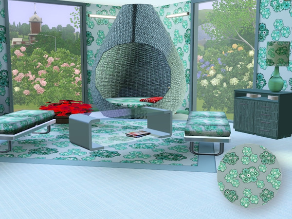 Sims 3 — marcorse_green aster pattern by marcorse — Bunches of aster flowers in shades of green, in a random repeat