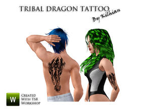 Sims 3 — Tribal Dragon Tattoo 01 by Kilhian2 — This is a simple tribal dragon tattoo for male and female with a single