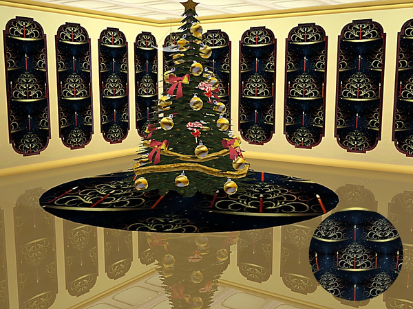 Sims 3 — marcorse_xmas tree pattern by marcorse — Another stylised Christmas tree, in gold with red candles decorating.