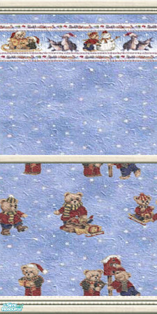 Sims 2 — SnowyPlayground - wall06 by perelinka — Snowy wallpaper with bears (half).
