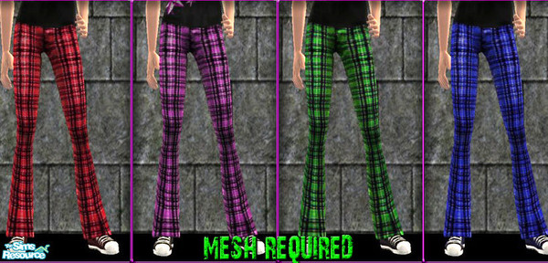 Sims 2 — Untucked Plaid/Tartan Jeans by Pixel-pixie123 — 4 Untucked Plaid/Tartan Jeans