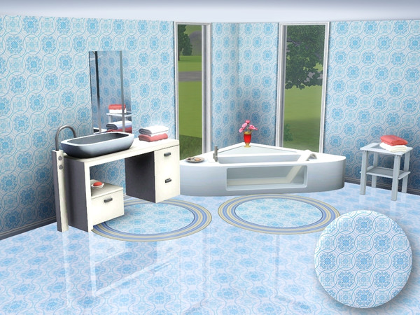 Sims 3 — marcorse_blue circles pattern by marcorse — A cool and soothing pattern of floral motifs inside interlocking
