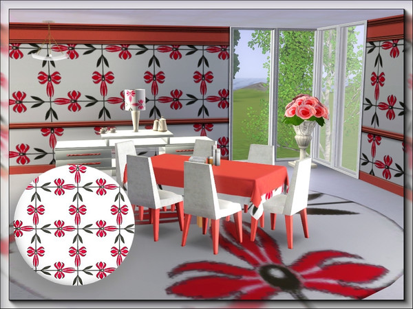Sims 3 — marcorse_red cross pattern by marcorse — A bold but simple design of red flowers arranged in a cross pattern