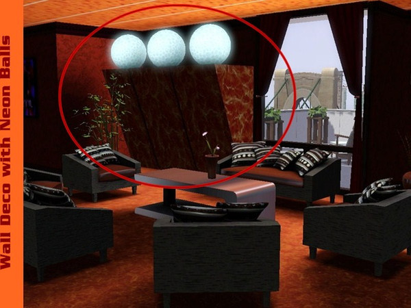 Sims 3 — Jindann Wall deco with Neon Balls by Jindann — Jindann Wall Deco with Neon Balls by Jindann