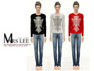 Sims 3 — Recolorable gothic cross print long tee by Mars Lee by kerm_2046 — Recolorable gothic cross print long tee by
