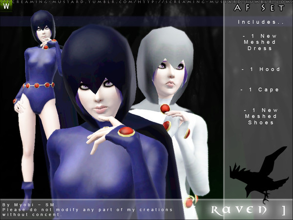 Sims 3 — [ Raven ] - AF Set by Screaming_Mustard — Ola! Here is my newest Sims 3 set, including four new meshes for you