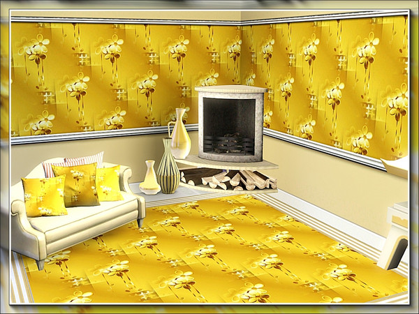 Sims 3 — marcorse_golden days pattern by marcorse — Stylised frangipani flowers in a study in gold