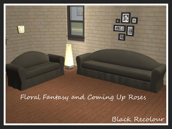 Sims 2 — Coming Up Roses Plain Black by portiapudding — Fourteen recolours of the Coming Up Roses Loveseat. These files