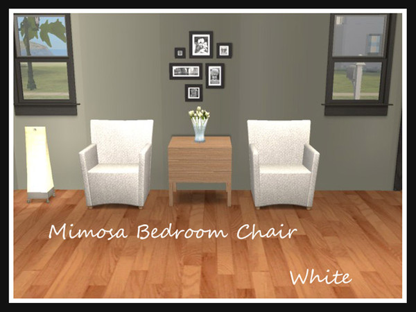 Sims 2 — Mimosa Chair White by portiapudding — Recolours of the Mimosa Bedroom chair by Sims2Play. I have provided the