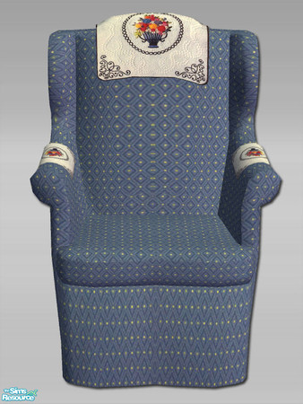 Sims 2 — Hall Armchair - Doiley 02 by Shakeshaft — Part of a recolour of my Hallway Set, with White wood finishes, Blue