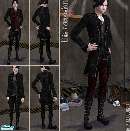 Sims 2 — This Corrosion - Coat and Boots for Males by aikea_guinea — Set includes three complete outfits. Base game