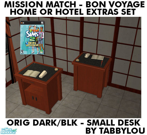 Sims 2 — TL - MM BV HOH OrigDarkWd DeskSmall by TabbyLou — ConciergoSum Desk - Front Desk (Small) Recolor of Bon Voyage