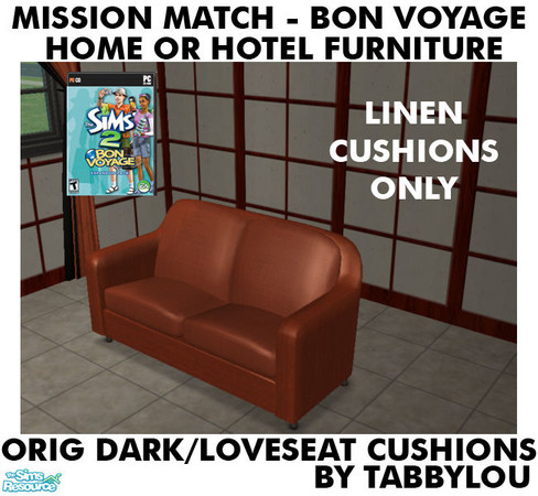 Sims 2 — TL - MM BV HOH OrigDarkWd LoveseatSeatLI by TabbyLou — Luxury\'s Lap Loveseat Seat/Cushion in Linen ONLY for