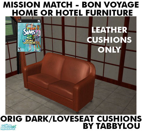 Sims 2 — TL - MM BV HOH OrigDarkWd LoveseatSeatLE by TabbyLou — Luxury\'s Lap Loveseat Seat/Cushion in Leather ONLY for