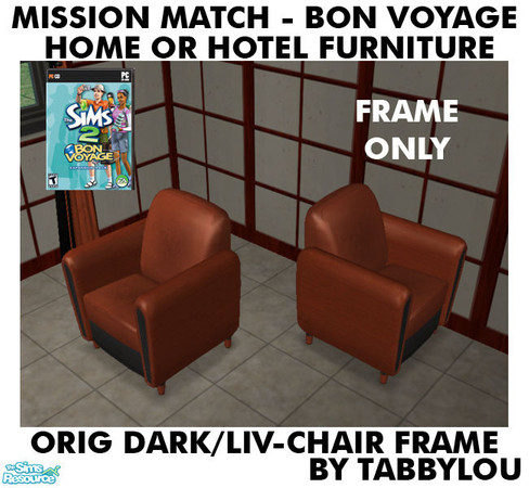 Sims 2 — TL - MM BV HOH OrigDarkWd LivChairFrame by TabbyLou — Simokyo by Mountopolis Living Room Chair Frame ONLY for