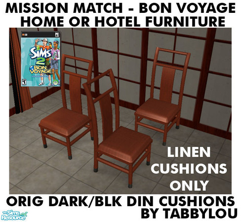 Sims 2 — TL - MM BV HOH OrigDarkWd DinChairSeatLI by TabbyLou — The Schottel Dining Chair Seat/Cushion Fabric in Linen