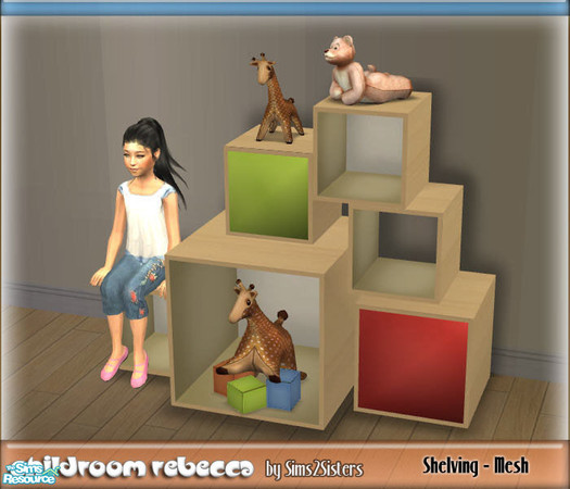 Sims 2 — S2S Childroom Rebecca - Shelving - MESH by sims2sisters — This box shelf has 3 slots for placing and one slot
