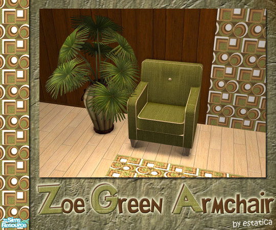 Sims 2 — Zoe Green Armchair by estatica — Made entirely of recyclable materials, this armchair is perfect for sims