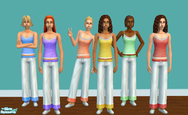 Sims 2 — Teenage Lounge Clothes/ Pjs Set by plushies_lovergg — Six recolors of the pink teen pjs that came with the Teen
