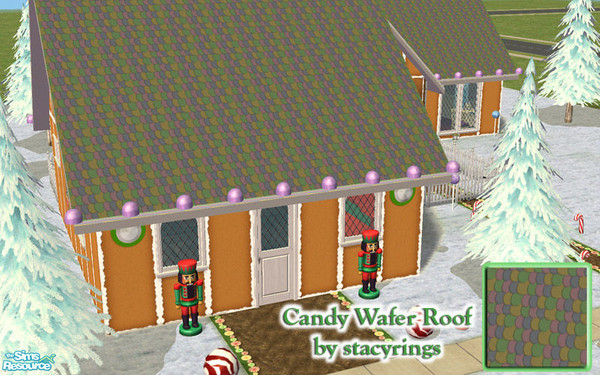 Sims 2 — Candy Wafer Roof by stacyrings — Made from Necco Wafers. Especially designed for gingerbread houses but could be