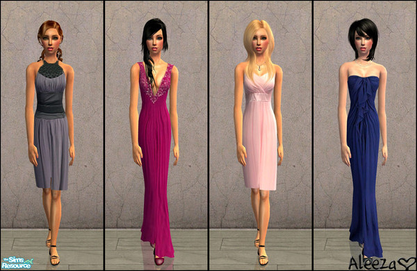 Sims 2 — Prom Queen by Aleeza — A set of four teen formal dresses. No mesh or EP required. Enjoy!