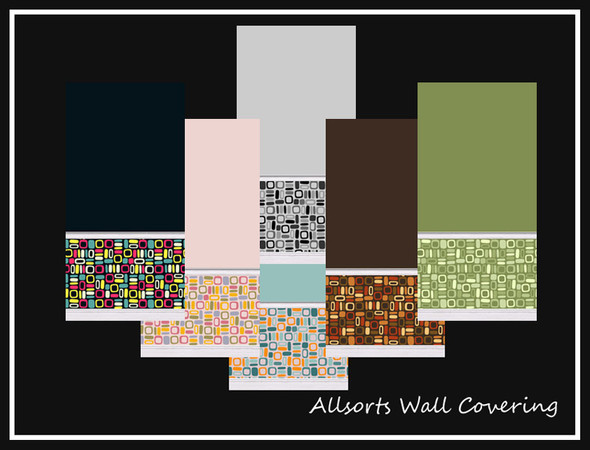 Sims 2 — Allsorts Wall Covering Collection by portiapudding — Six new wall coverings which can be found in the paint