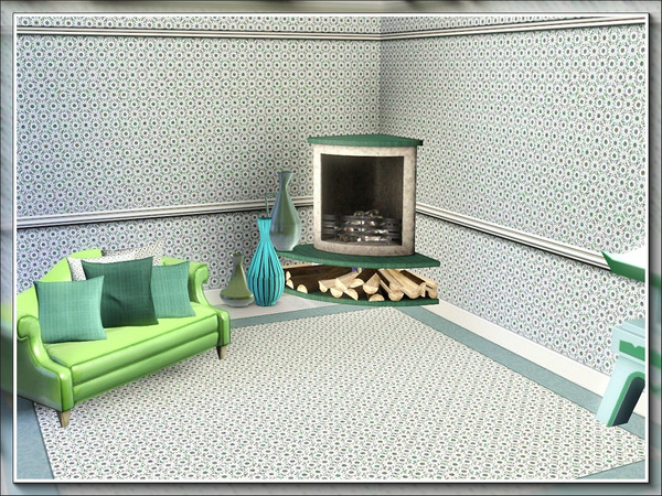 Sims 3 — marcorse_green micro pattern by marcorse — A micro allover pattern of stylised flowers in green and white.