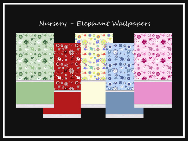 Sims 2 — Nursery Elephants Walls by portiapudding — Five wallpapers for your nurseries.