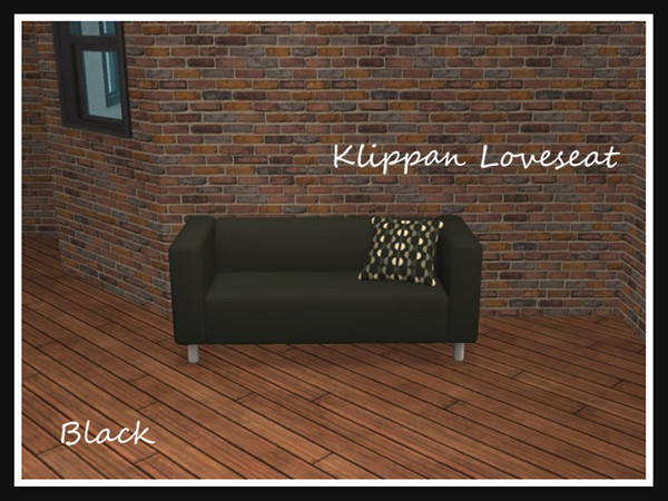 Sims 2 — Klippan Loveseat Recoloured - Black Loveseat by portiapudding — Recolours of the Klippan Loveseat from the IKEA