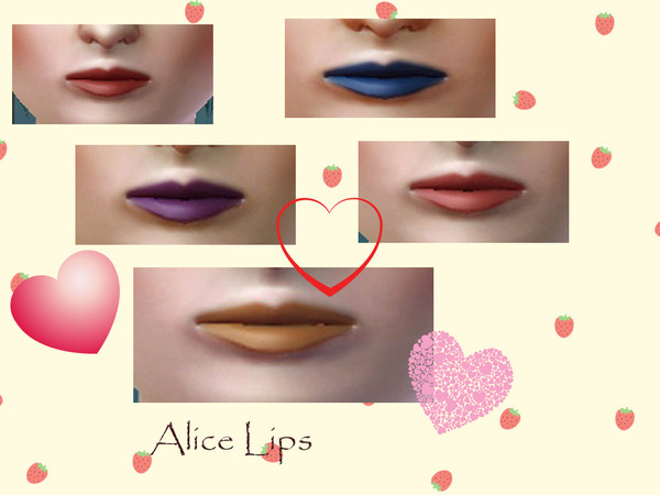 Sims 3 — Alice Lips by Greda — Childrens Lip Gloss. These are a Little Bigger than the ones that come with the Game. They