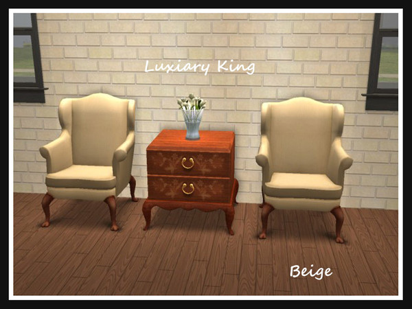 Sims 2 — Luxiary King Recolours - Beige by portiapudding — Fourteen recolours of the Luxiary King Living Chair.