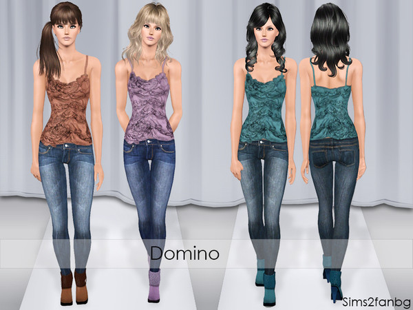 Sims 3 — Domino by sims2fanbg — .:Domino:. Items in this Set: Top in 3 recolors,Recolorable,Launcher Thumbnail. Jeans in